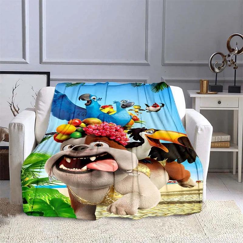6 Größen Papagei Rio Bedruckte Decke Kinder Erwachsenendecke Weiche und Warme Bettwäsche für Bett Sofa Outdoor Reise Überwurfdecke