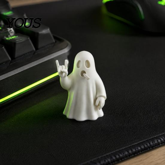 PLA Material Ghost Figure 3D Printed Rock Figurine, Cool Hand Gesture Statue, Matte Personalized Gaming Room Accessories White Desk Decor for Bedroom