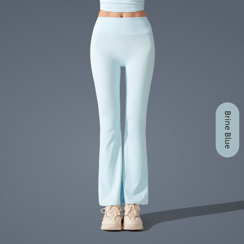 

Export New Nude Feel Bootleg Pants New Arrival Sports Style Casual Yoga Pants Slim Looking Plastic High Waist Fitness Pants Brine Blue M