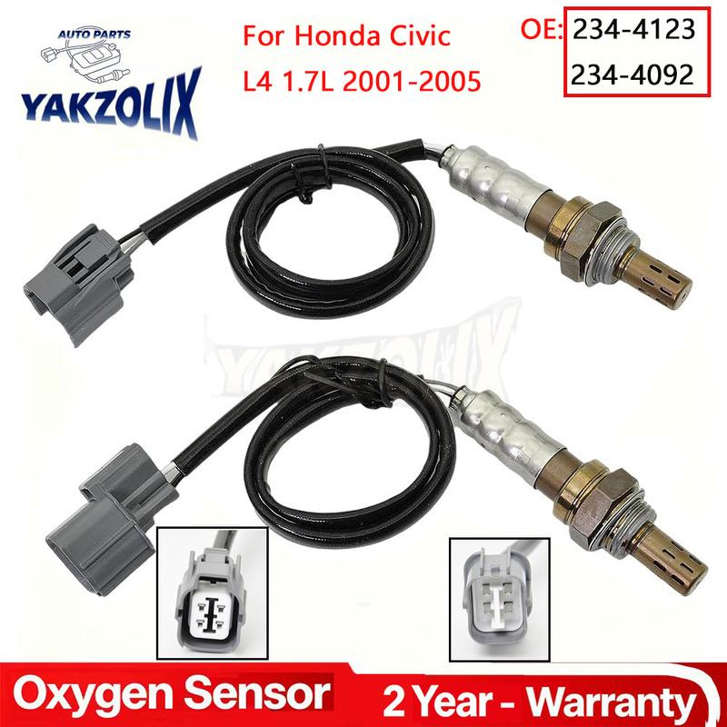 2Pcs 234-4123 234-4092 Oxygen Sensor Upstream Downstream for 2001 2002 2003 2004 2005 Honda Civic L4 1.7L Lambda Car Accessories