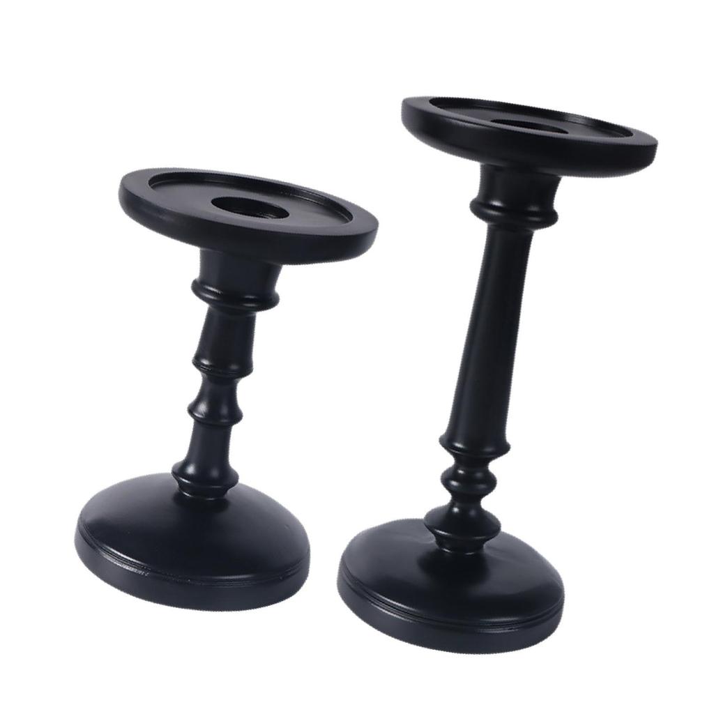 Pillar Candle Holder Gift Stable Desktop Ornament Classical Resin Candlestick Holder Table Centerpiece for Living Room Mantle