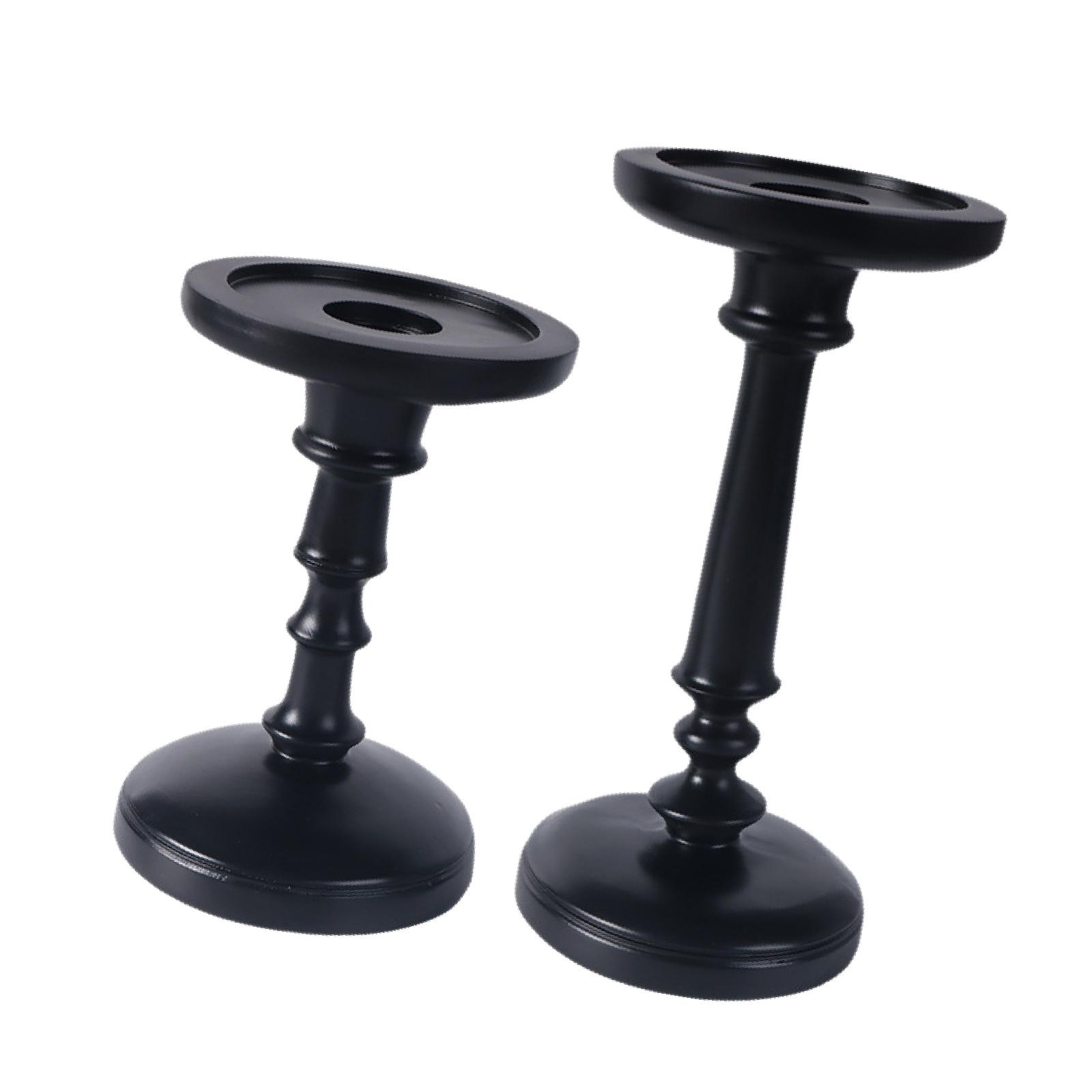Pillar Candle Holder Decorative Vintage Design Classical Candle Stand Resin Table Centerpiece for Wedding Living Room Fireplace Short