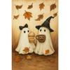 Cute Ghost Black Cat Canvas Gallery Wall Prints Halloween Floral Bat Wall Art Soft Pastel Fall Farmhouse Holiday Home Decor Gift