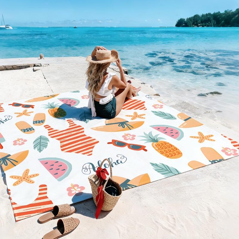 1pc Beach Blanket Waterproof Sandproof Oversized Large Beach Mat Quick Drying&Compact&Lightweight Picnic Mat Vacation Essentials