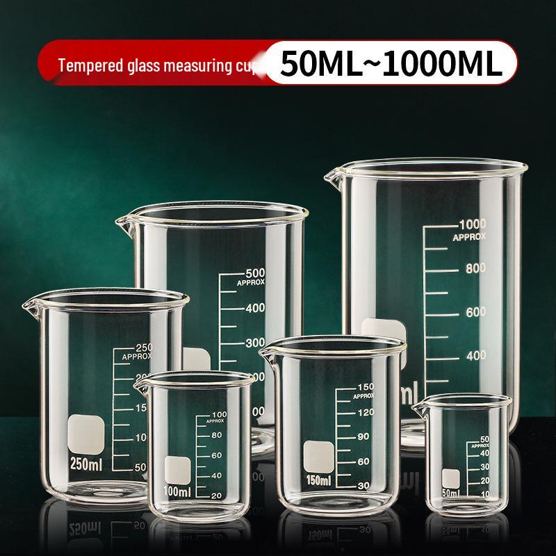 

High-Temperature Resistant Glass Beaker: 500ml & 1000ml Graduated Chemical Lab Measuring Cup