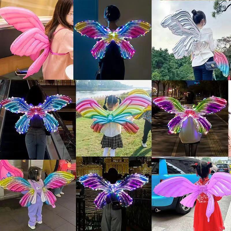 Alas de Mariposa Inflables Brillantes Decoración de Espalda para Fiestas Infantiles y Mercados Nocturnos