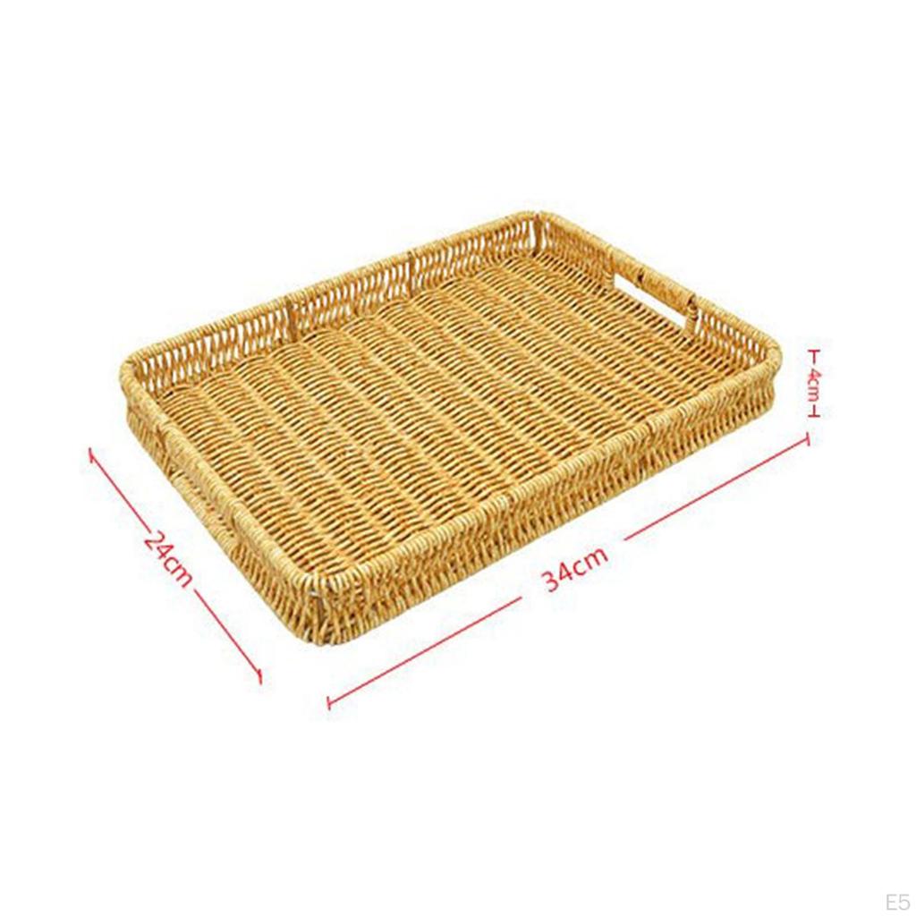 Decorative Ottoman Platter Rectangular Serving Tray Organizer Portable for