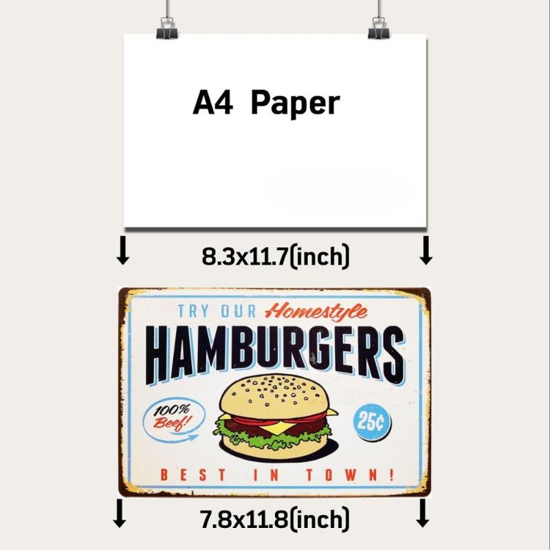 Metal Tin Poster Fast Food Vintage Tin Sign Plaque Metal Retro Plate Hot Dog Poster Wall Decor for Kitchen Cafe Diner Bar