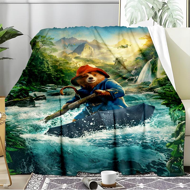 Paddington Adventures Blanket Flannel Throw for Sofa, Indoor, Camping, Living Room, Office, Chair, And Bed Soft Birthday Gift