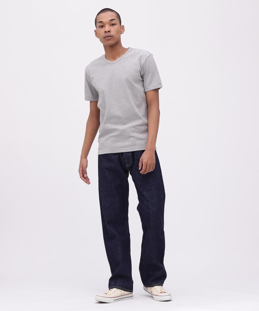 AVIREX DAILY RIB SAME COLOR V-NECK T-SHIRT Men's S 020 Gray 783-5934022