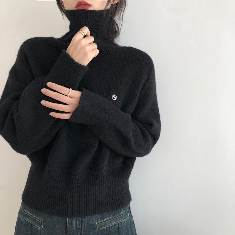 High Neck Sweater for Women In Autumn and Winter Soft and Loose Fit High Texture Knit Sweater Thick Top