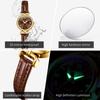 OLEVS Luxury Original Woman Round Watch Brown Small Leather Strap 3ATM Waterproof Date Elegant Quartz Ladies Wristwatch