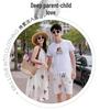 Korean Mother-Daughter Cotton Midi Dresses - Stylish Short Sleeve Summer Print