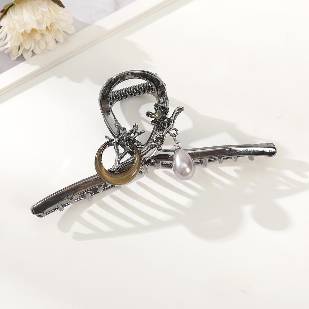 AWAYTR Schwarz Neumond Haarspangen Legierung Pferdeschwanz Haarspangen Krabbe Für Frauen Mädchen Geschenk Haarschmuck Valentinstag Kopfschmuck