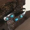 Vintage Ethnic Style Inlaid Imitation Natural Stone Bracelet Elegant Open Adjustable Bracelet Women Party Jewelry