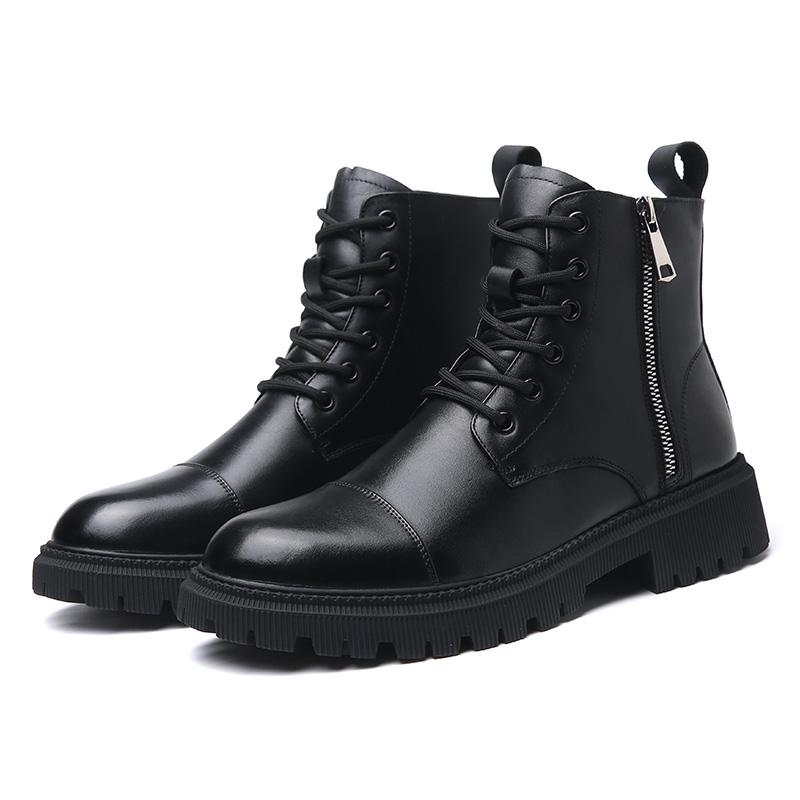 

Men s Black boots High quality minimalist autumn and winter styles Work and office Outdoor autumn and winter leather shoes 44