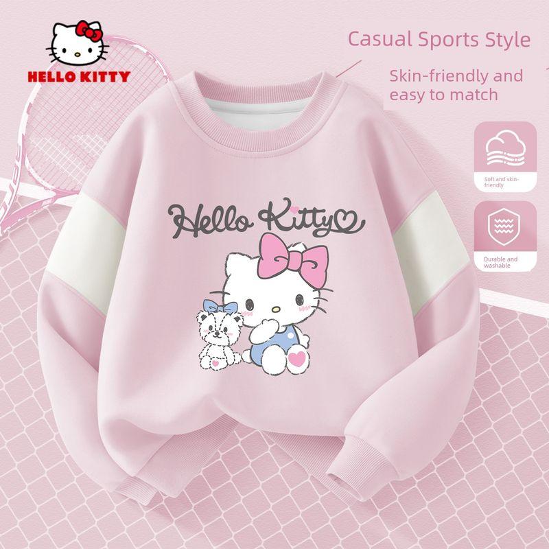 Hellokitty Girls' Sweatshirt, Spring and Autumn Style, Pink Children's Top, Early Spring Children's Clothing, Girls' Long-Sleeved Base Shirt