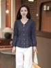 Camicia a Maniche Lunghe a Quadri Retro Chic con Scollo a V Snellente per Donna - Collezione Primavera 2026