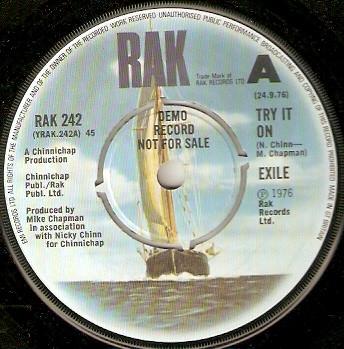 

7inch Record EXILE - Try It On RAK242PROMO RAK 1976 UK Rock Used