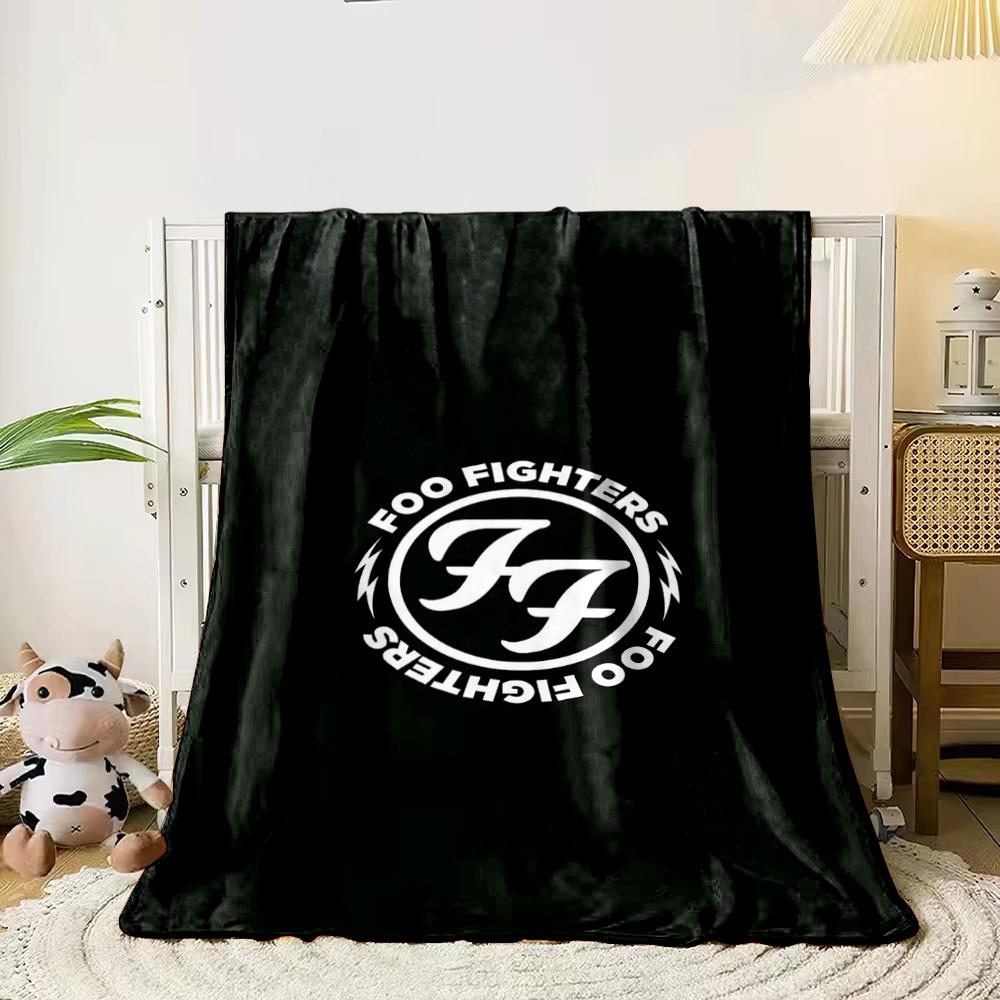 """Foo Fighters Band Logo Schwarzes Design Flanelldecke für Schlafzimmer Wohnzimmer Sofa und Nickerchen"""