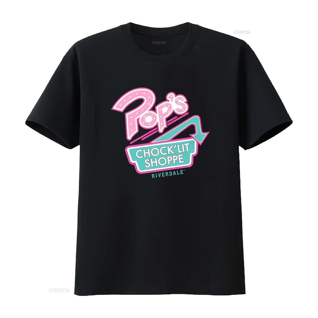 Riverdale Mens Pops ChockLit Shoppe Logo T Shirt Vintage Washed Stretched Versatile Top For Everyday Wear Homme