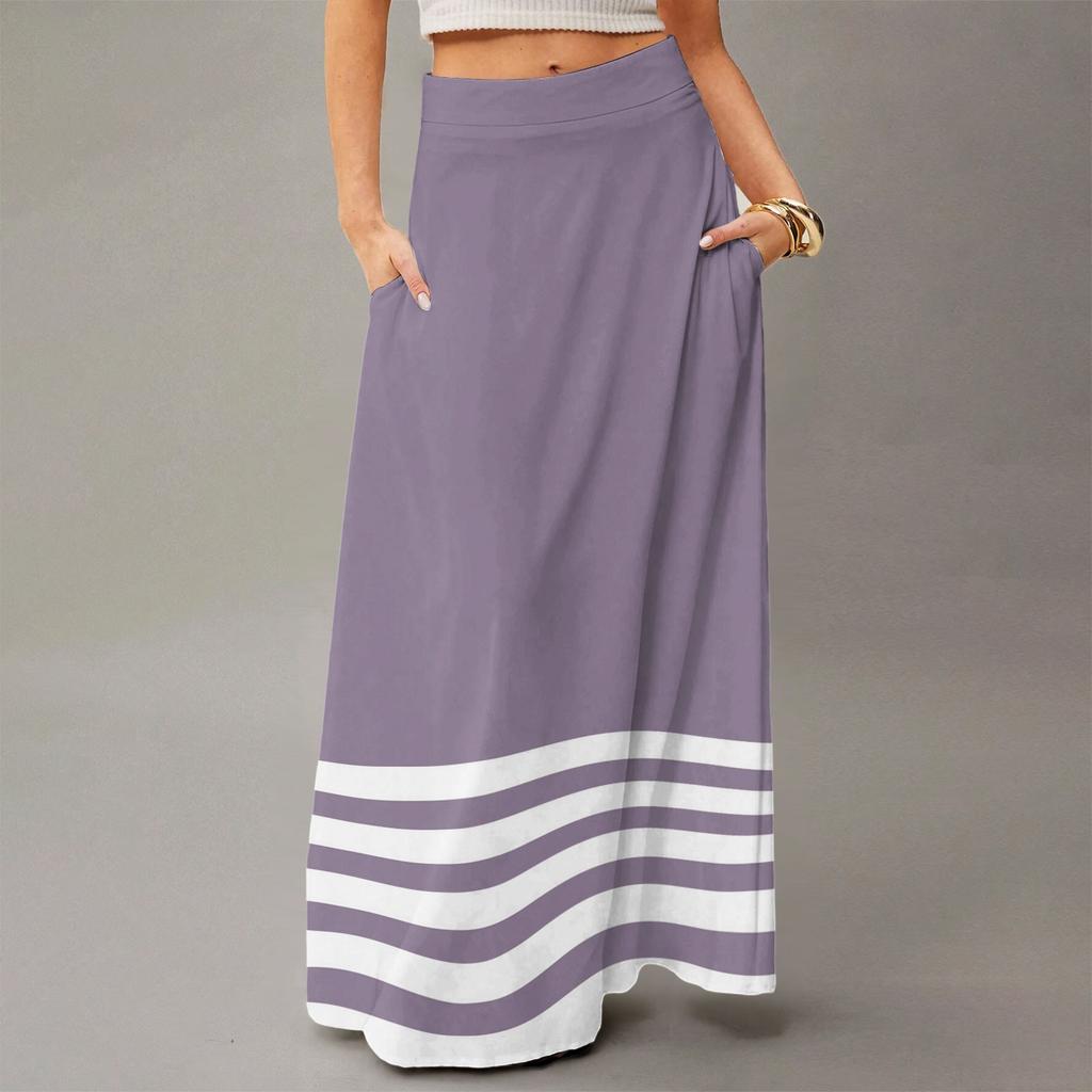 Damen Fließendes Maxi-Kleid Normal Lässig Gestreift Bedruckt Sommer Böhmischer Stil Rock