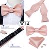 Pink Plaid Solid Men's Self Tie Bow Tie Silk Jacquard Woven Wedding Party Hanky Brooch Set Butterfly Necktie DiBanGu