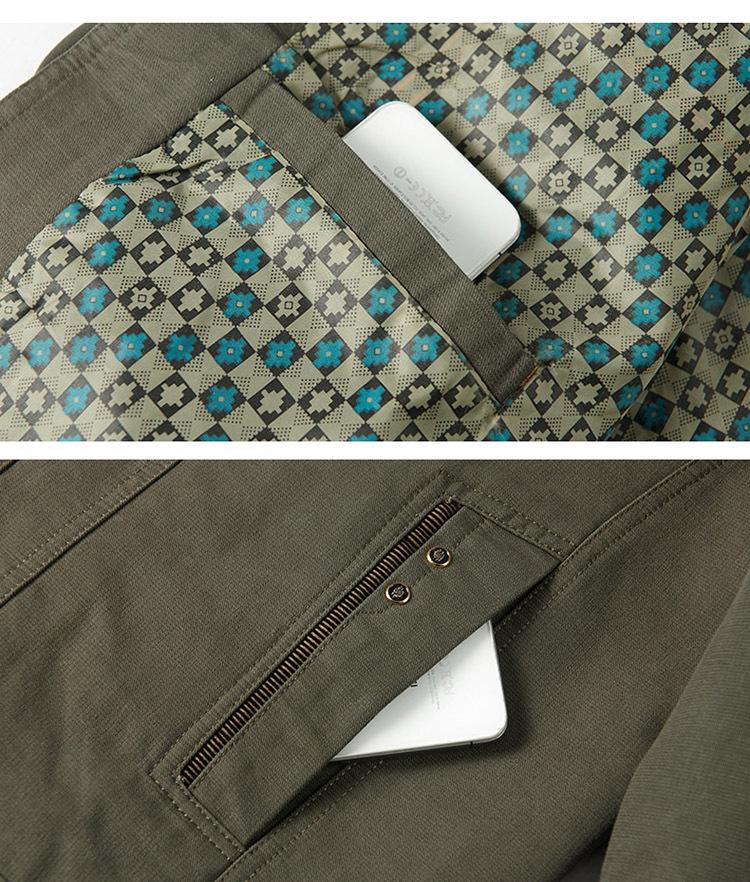 2024 Autumn Men's Solid Color Pure Cotton Lapel Jacket for Middle-aged and Senior Men