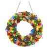 Handgefertigter festlicher Heimdekorations-Weihnachts-Diamantmalerei-Kranz-Bausatz mit LED-Lichterkette, Schneemann-Perlenkunst beleuchtete Türdekoration für Erwachsene,