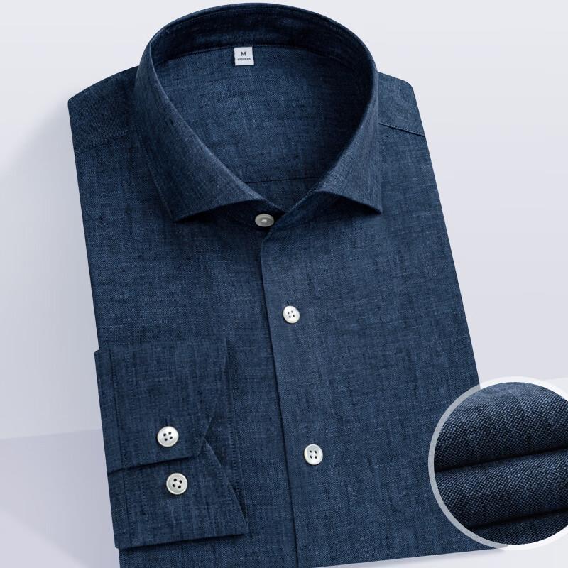 

Men s 100% Linen Long Sleeve Windsor Collar Shirt L
