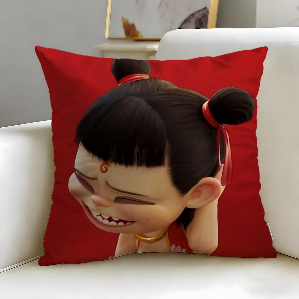 classic animated character Nezha Cushion Cover Soft & Easy-Wash Pillow Case – Versatile for Couch, Bed, Travel and Office