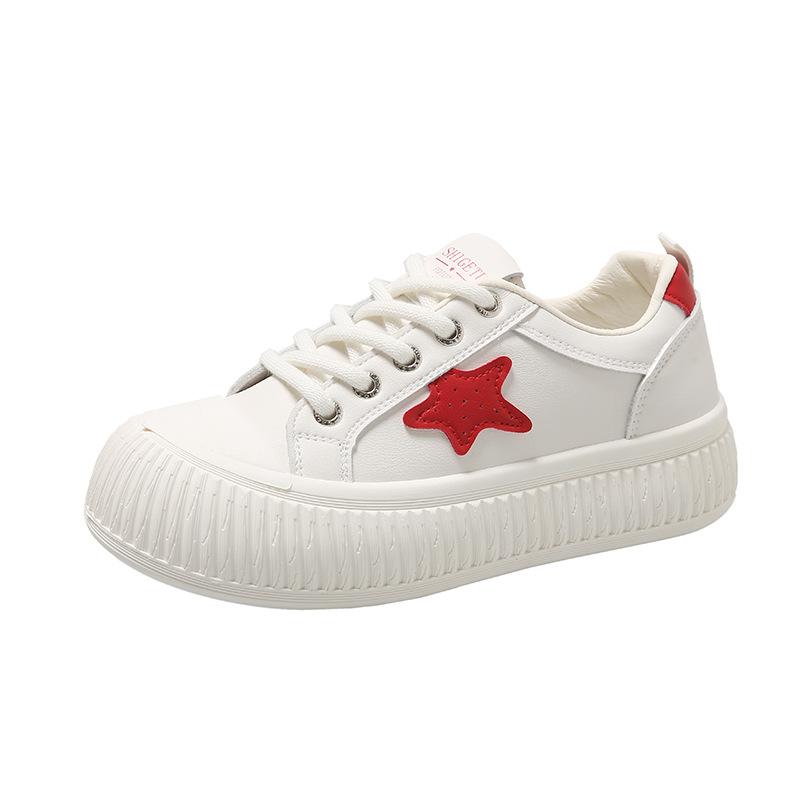 Lightweight Non-slip Sneakers for Women Platform Sneakers Lace-Up Breathable Comfortable Walking Shoes Faux Leather Flat Running Tennis Sport Shoes