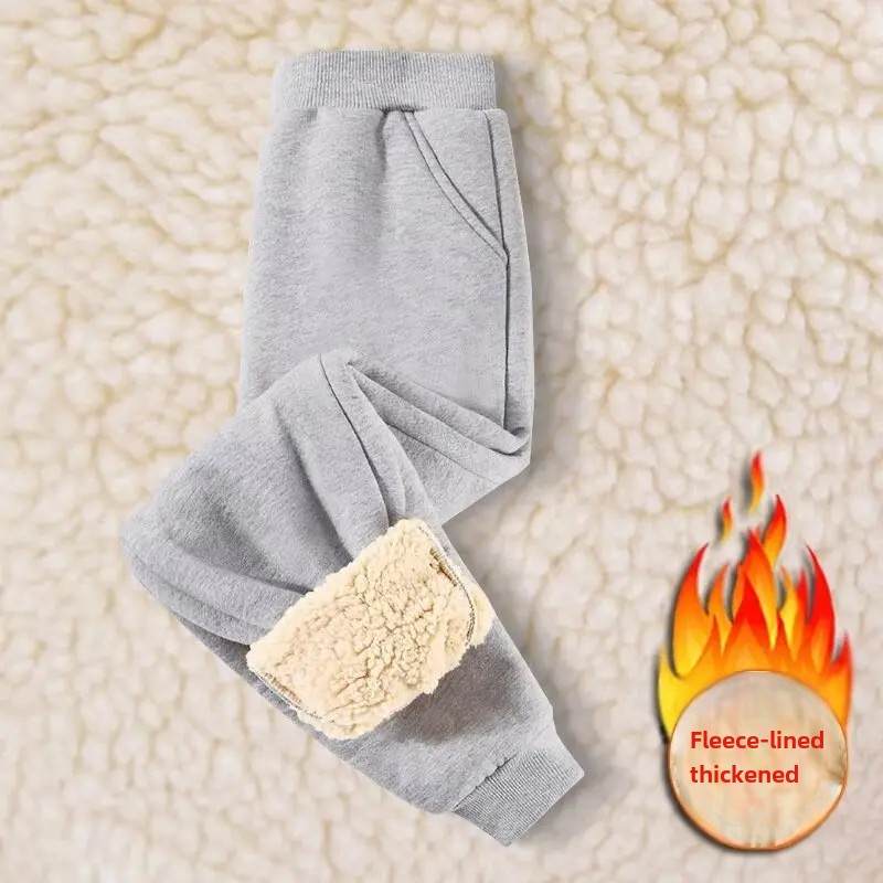 Kinder Herbst/Winter Warme Einfarbige Sportliche Lange Hosen Mittleres bis Großes Kind Fleecegefütterte Freizeithosen
