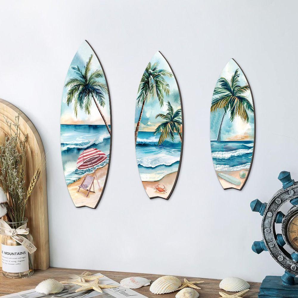 Retro Wooden Beach Surfboard Signs Colorful Surfboard Sign Pendant  Bedroom Home Decorations