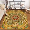 Mandala Pattern Carpet with Vibrant Yellow and Red Bohemian Style Design Suitable for use as an anti-slip for living room bedroom sofas
