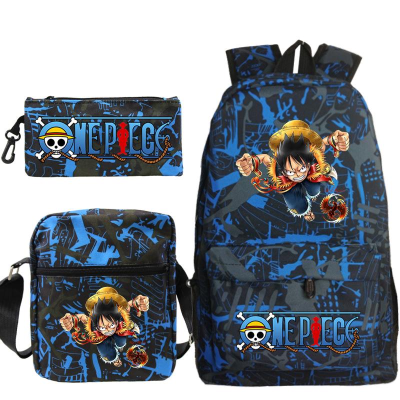 Cartoon Printed Teen Backpack Men's and Women's Student School Bag Three-piece Combination