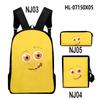 Novelty Classic Monster Face 3D Print 3pcs/Set pupil School Bags Laptop Daypack Backpack Inclined shoulder bag Pencil Case