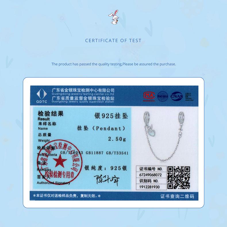 925 Silver Beads Easter Bunny Safety Chain Wind Personality Versatile Diy Bracelet Beaded Accessories