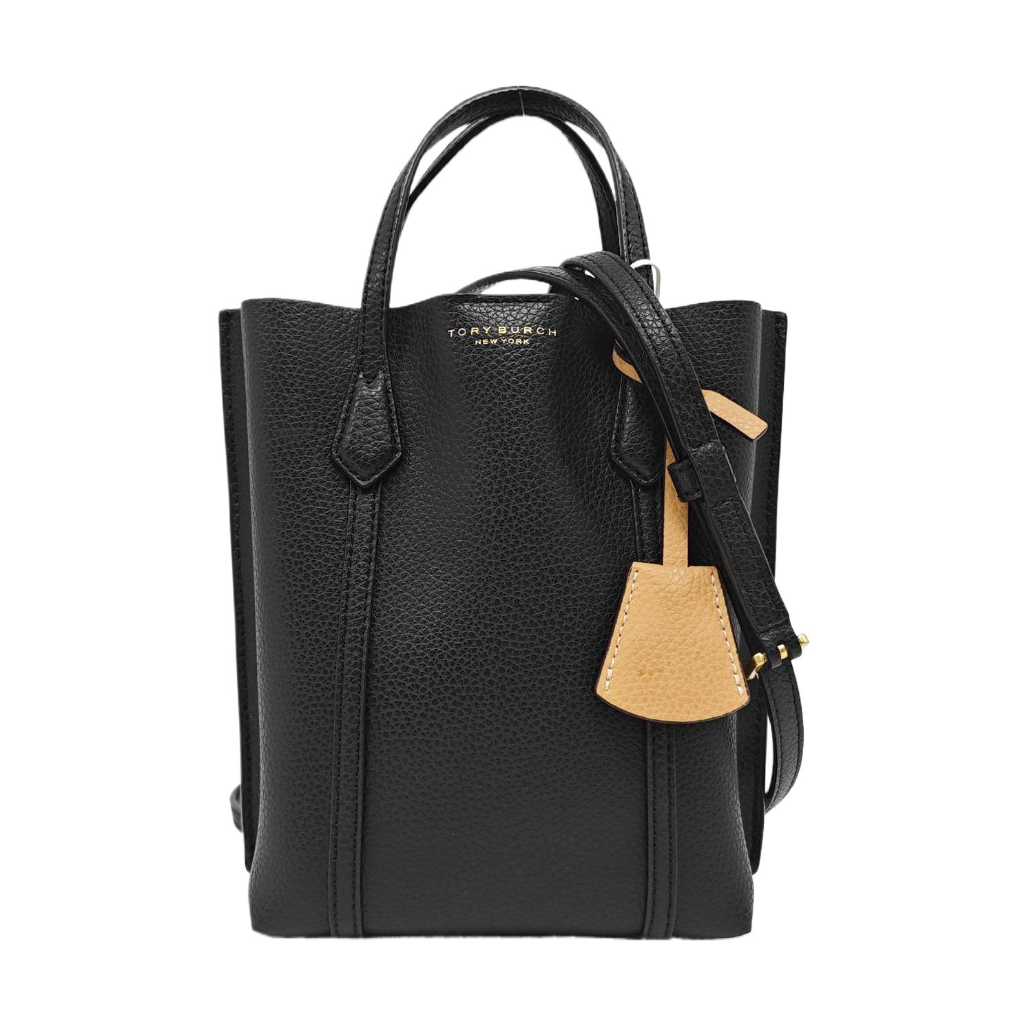 [Pre-Owned] Perry Minimalist Double T Logo Color Block Pendant Center Compartment Design Embossed Leather Tote Bag Shopping Bag Sh - Very Good #344QQ7 ONE SIZE