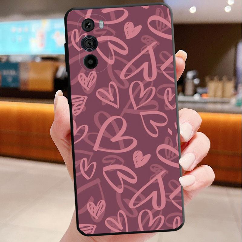 Phone Case For Motorola Edge 50 40 Pro 60 50 40 30 Ultra Neo Fusion Moto G85 G72 G53 G54 G84 G13 G32 Pink Gold Love heart