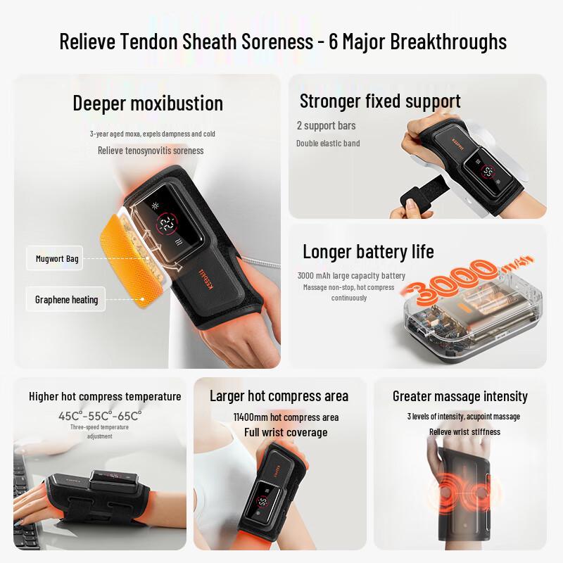 Elektrický masážní přístroj na zápěstí Kepufei s teplem a moxibustí