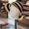 JapaneseIns Stripe 100% Raffia Bucket Hats Women Woven Color Matching Summer Beach Vacation Sunshade Fashion Foldable Sun Hats