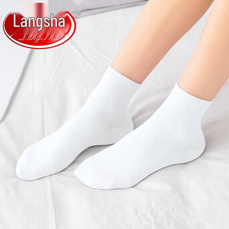 Langsha Women s Pure Cotton Crew Socks - White 6-Pack