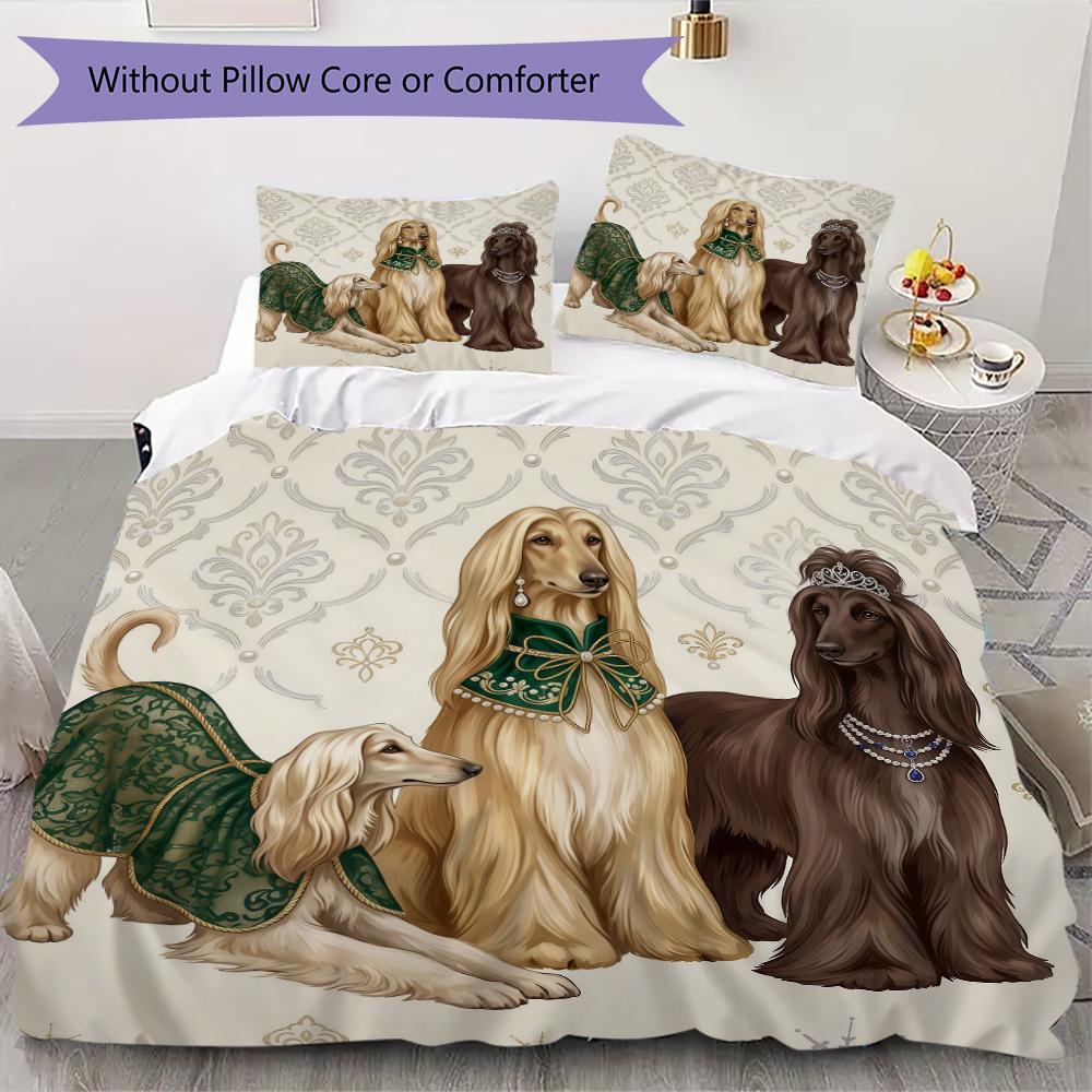 Royal Canine Fashion Pattern Bedding uilt Set uilt Cover Pillowcase Home Decoration Birthday Gift (1 * duvet cover + 2 * pillowcase without core)_XIA