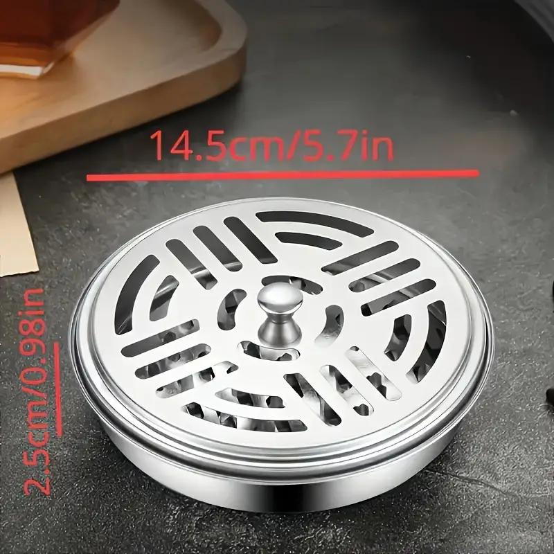 1Pc Stainless Steel Mosquito Coil Holder - Portable Home Use Mosquito Repellent Incense Burner Box with Lid and Handle