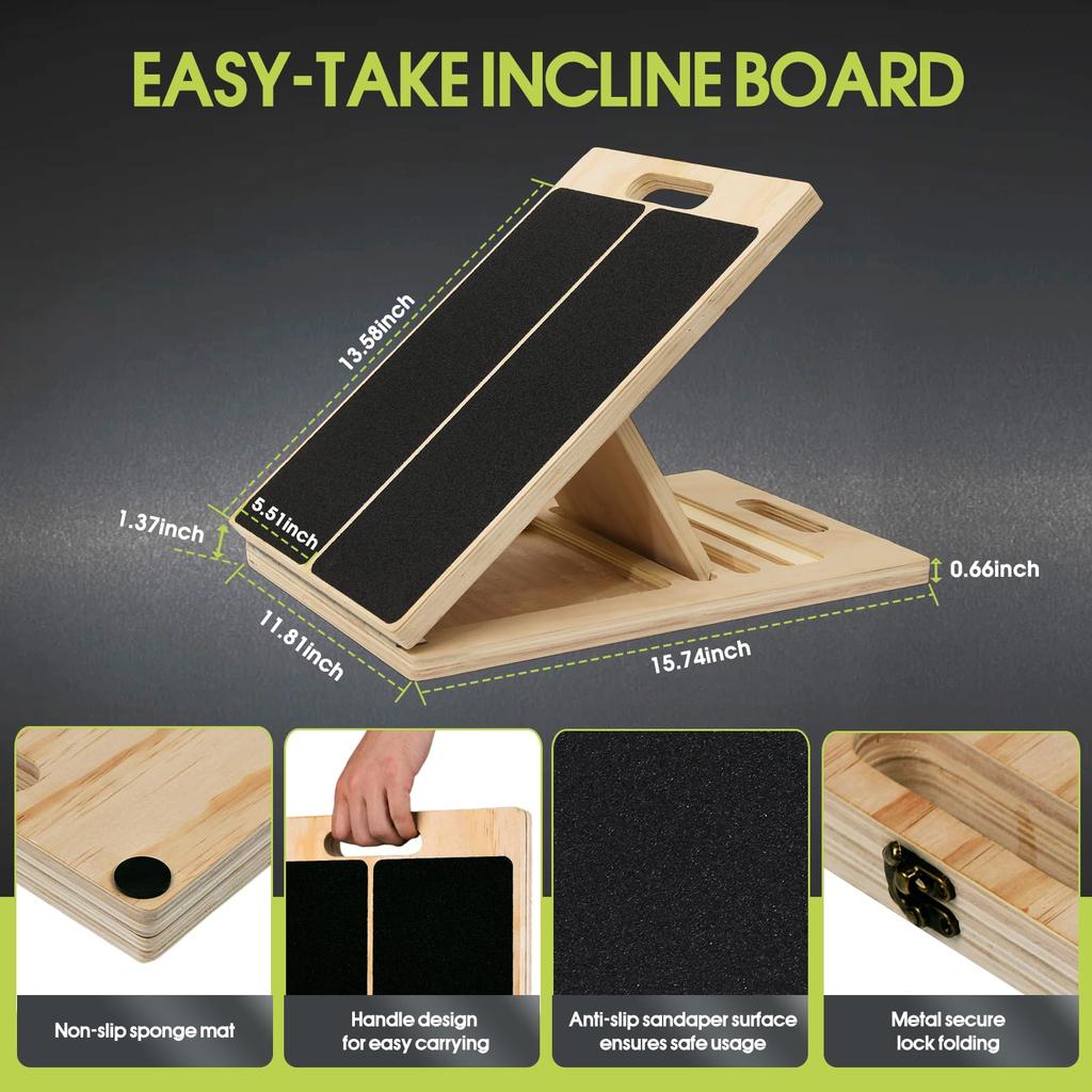 Slant Board Calf Stretcher for Squat Incline Stretch Board for Calf Stretching Wood Wedge for Physical Therapy