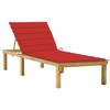 Red Lounge Chair In Impregnated Pine Wood - vidaXL - Adjustable - Cushion Included