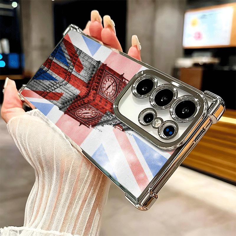 Union Jack England UK Flag Soft Phone Case For Samsung Galaxy S26 Ultra S25 Edge S24 FE S23 Plus S22 S21 + S20 Plating Anti-Fall