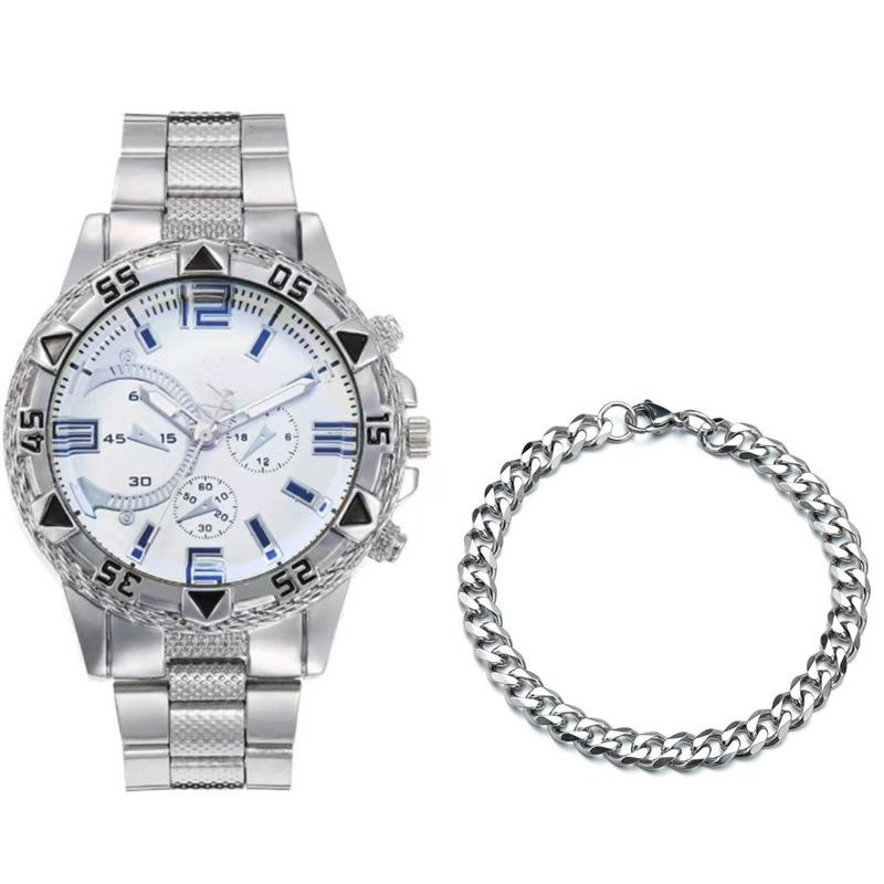 Men'S Fashion Large Dial Watch Steel Strap Quartz Watch Men'S Watch