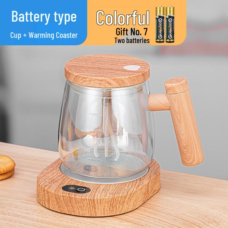 Tazza in Vetro con Mescolatore Automatico e Coperchio per Caffè, Latte e Latte di Soia